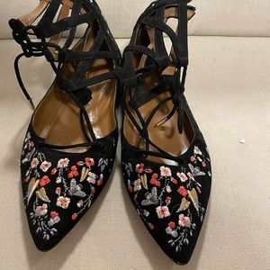 Aquazzura floral flats